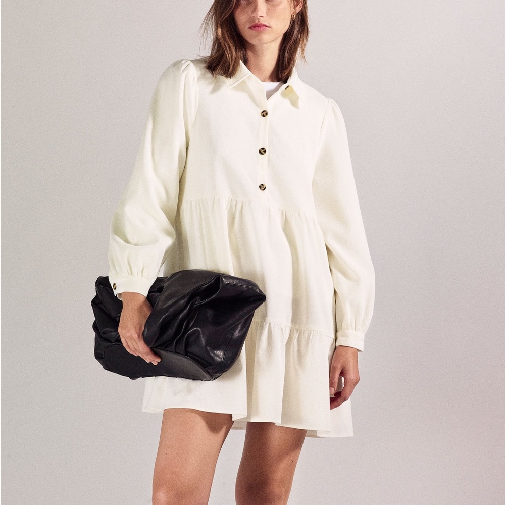 Zara Corduroy Tiered Mini Dress
